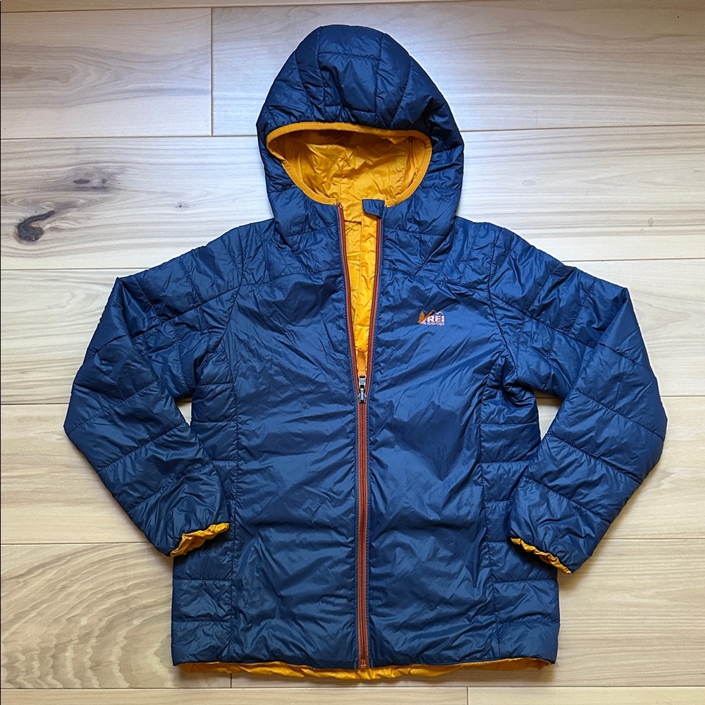 REI kids reversible jacket with hood